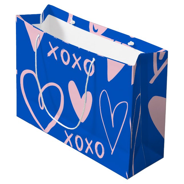 XOXO Hjärtan Stor Presentpåse  (Framsidan Vinklad)