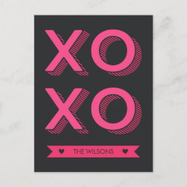 XOXO Hjärtar Rosa och Mörk - bakgrund Vykort