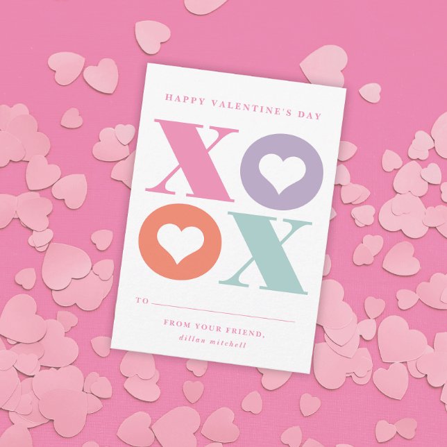 xoxo hjärtklassrumsvalentins dagskort inbjudningar (Skapare uppladdad)