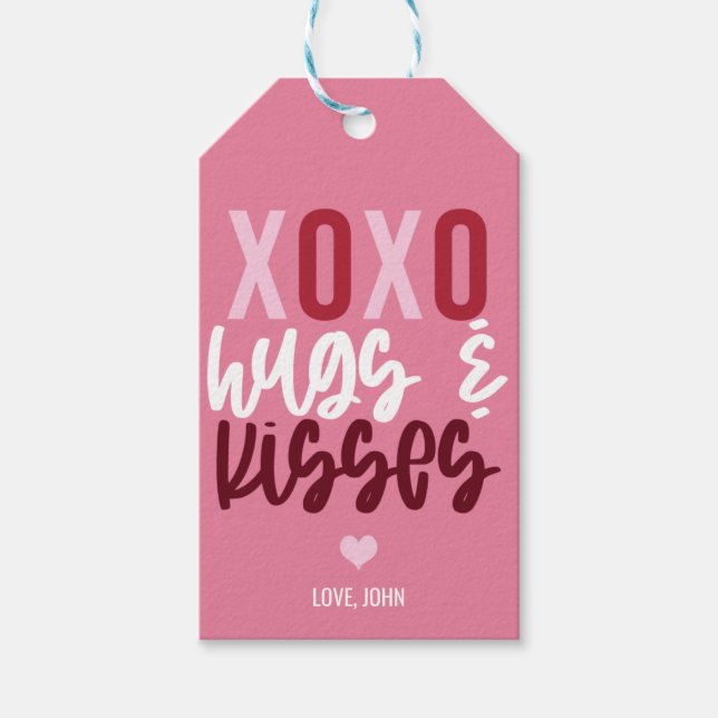 XOXO Hugs and Kisses Valentine Day Presentetikett (Framsidan)