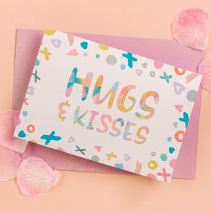 XOXO Hugs, Kärlek & Kisses Glad Alla hjärtans dag Helgkort