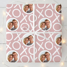 XOXO Hugs & Kisses 2 Photo Dusty Pink Brush Script Presentpapper