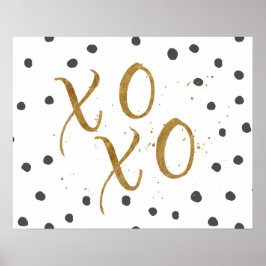 "XOXO" Hugs & Kisses Faux Guld Dot Poster