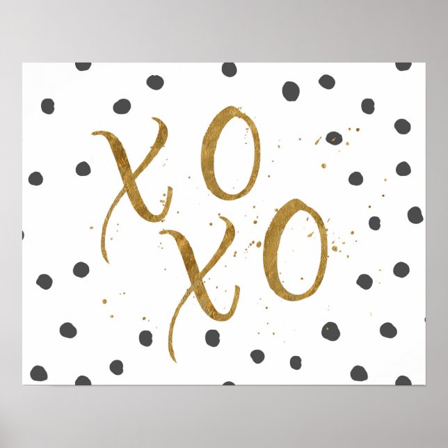 "XOXO" Hugs & Kisses Faux Guld Dot Poster (Framsidan)