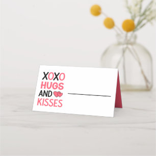 XOXO Hugs Kisses Kärlek Möhippa Rosa Bröllop Placeringskort
