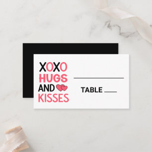 XOXO Hugs Kisses Möhippa Black Bröllop Placeringskort
