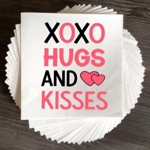 XOXO Hugs Kisses Möhippa Rosa Black Bröllop Pappersservett