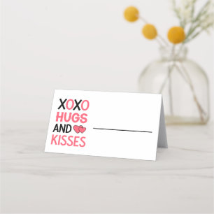 XOXO Hugs Kisses Möhippa Rosa Black Bröllop Placeringskort