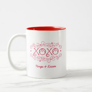 XOXO Hugs Kisses Personlig Alla hjärtans dag Två-Tonad Mugg