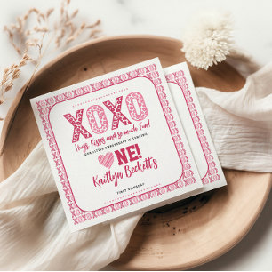 XOXO Hugs & Kisses Valentine Day 1:a födelsedagen Pappersservett
