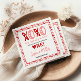 XOXO Hugs & Kisses Valentine Day 1:a födelsedagen Pappersservett