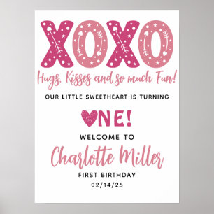 XOXO Hugs & Kisses Valentine Day 1:a födelsedagen Poster