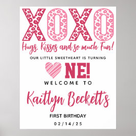 XOXO Hugs & Kisses Valentine Day 1:a födelsedagen Poster