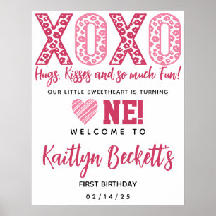 XOXO Hugs & Kisses Valentine Day 1:a födelsedagen Poster