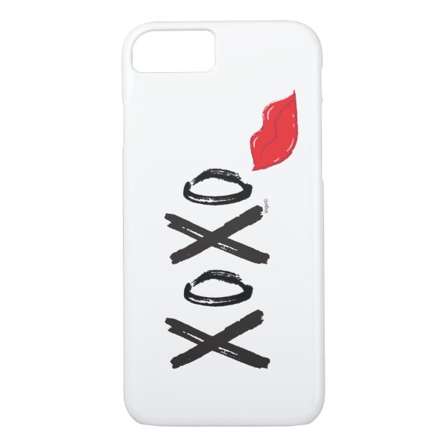 XoXo-Hugs-Kisses-with-Red-Läppar Case-Mate iPhone Skal (Baksida)