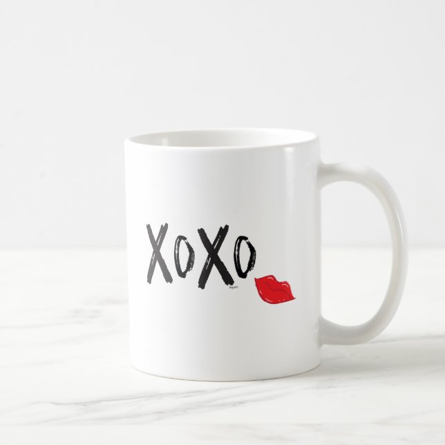 XoXo-Hugs-Kisses-with-Red-Läppar Kaffemugg (Höger)
