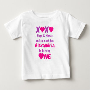 XOXO Hugs och Kisses 1:a födelsedag T Shirt
