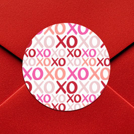 XOXO Hugs och Kisses Modern Girly Galentine Party Runt Klistermärke