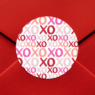 XOXO Hugs och Kisses Modern Girly Galentine Party Runt Klistermärke
