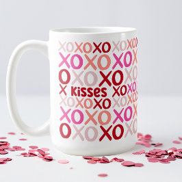 XOXO Hugs och Kisses Rosa och Red Cute Galentine Kaffemugg