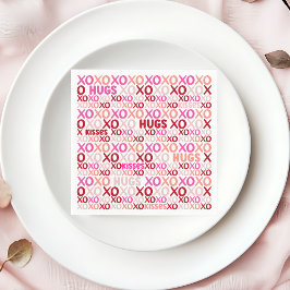 XOXO Hugs och Kisses Rosa och Red Galentine Party Pappersservett
