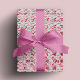 XOXO Hugs och Kisses Rosa Red Galentine Presentpapper