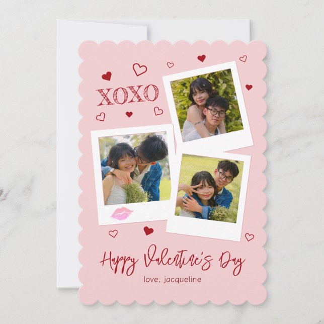 XOXO Instant Photo Style Valentine’s Julkort (Framsida)