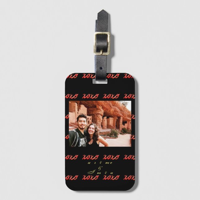 XOXO, jag kärlek dig! Anpassningsbar Photo Luggage Bagagebricka (Framsida vertikal)