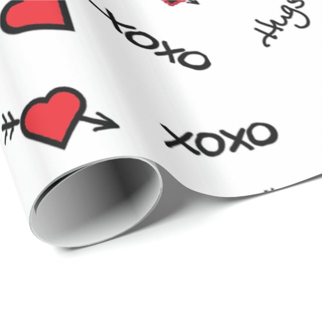 XOXO Kärlek & Kisses design Presentpapper (Rullad Hörn)