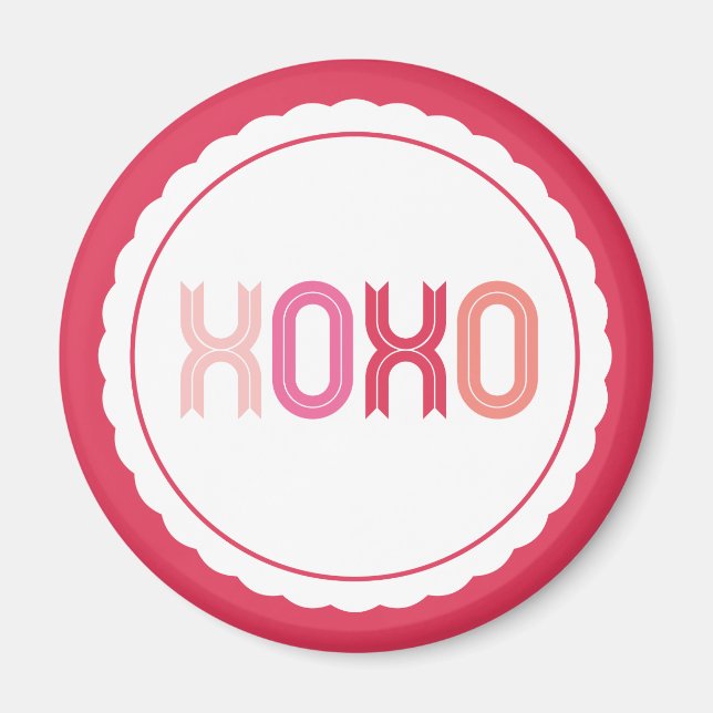 XOXO Kärlek & Kisses Scalloped Sweet Valentine Day Magnet (Framsidan)