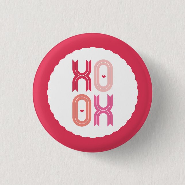 XOXO Kärlek & Kisses Valentine Party Sweet Buttons Knapp (Framsida)