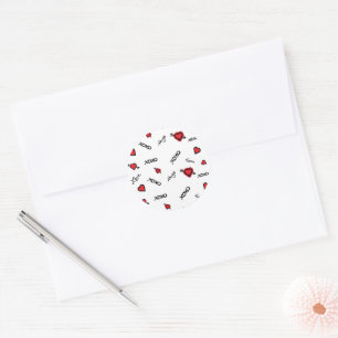 XoXo Kärlek och Kisses Mönster Sticker- Runt Klistermärke