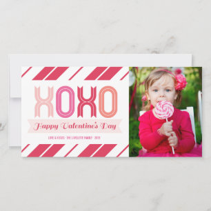 XOXO Kärlek och Kisses Valentindags fotokort Julkort