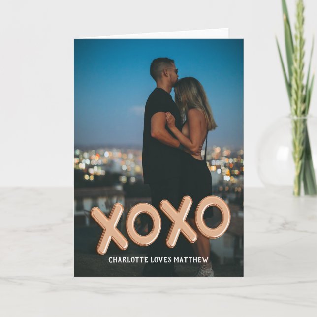 XOXO Kärlek Personlig Valentines day 3D Guld Helgkort (Framsida)