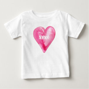 XOXO Kärlek Rosa Watercolor Heart Valentine T Shirt