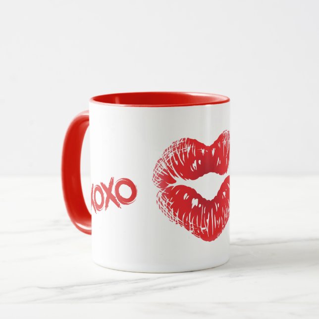 Xoxo Kiss Heart Kiss Läppar Mugg (Framsida vänster)