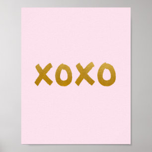 xoxo - Konst - Rosa - Guld - Decor Poster
