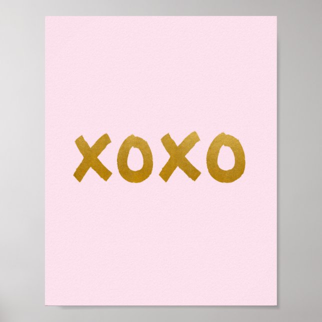 xoxo - Konst - Rosa - Guld - Decor Poster (Framsidan)
