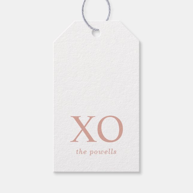 XOXO Kramar & Kyssar Enkel Rosa Minimalistisk Presentetikett (Framsidan)