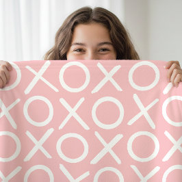 XOXO Kramar & Puss Pastell Rosa Modernt Mönster Fleecefilt