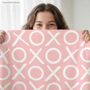 XOXO Kramar & Puss Pastell Rosa Modernt Mönster Fleecefilt