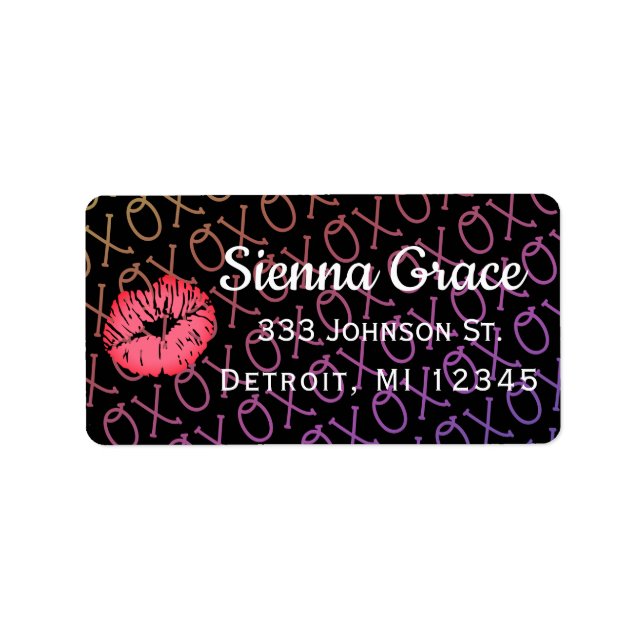 XOXO-kyss Adressetikett (Framsidan)