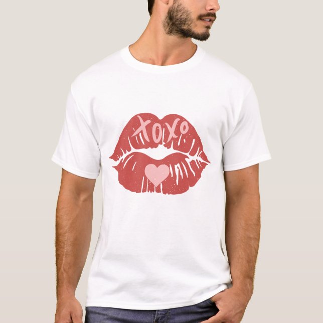 XOXO Läppar Alla hjärtans dag T Shirt (Framsida)