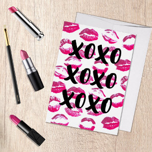XOXO läppstick Kiss läppar Valentine Helgkort