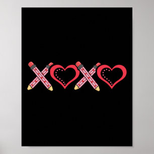 Xoxo Lärare Alla hjärtans dag Penna Och Äpple 2 Poster