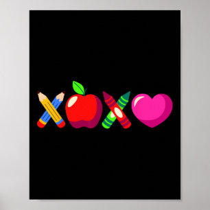 Xoxo Lärare Alla hjärtans dag Penna Och Äpple 3 Poster