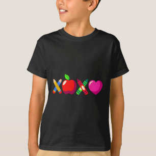 Xoxo Lärare Alla hjärtans dag Penna Och Äpple 3 T Shirt