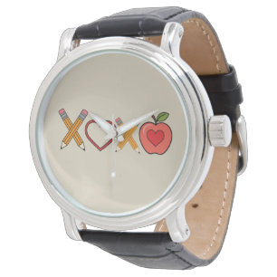 XOXO Lärare Alla hjärtans dag Penna Och Äpple Armbandsur
