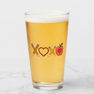 XOXO Lärare Alla hjärtans dag Penna Och Äpple Glaskopp