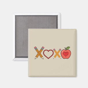 XOXO Lärare Alla hjärtans dag Penna Och Äpple Magnet